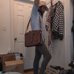 Italian Vegan Leather laptop multipurpose bag briefcase